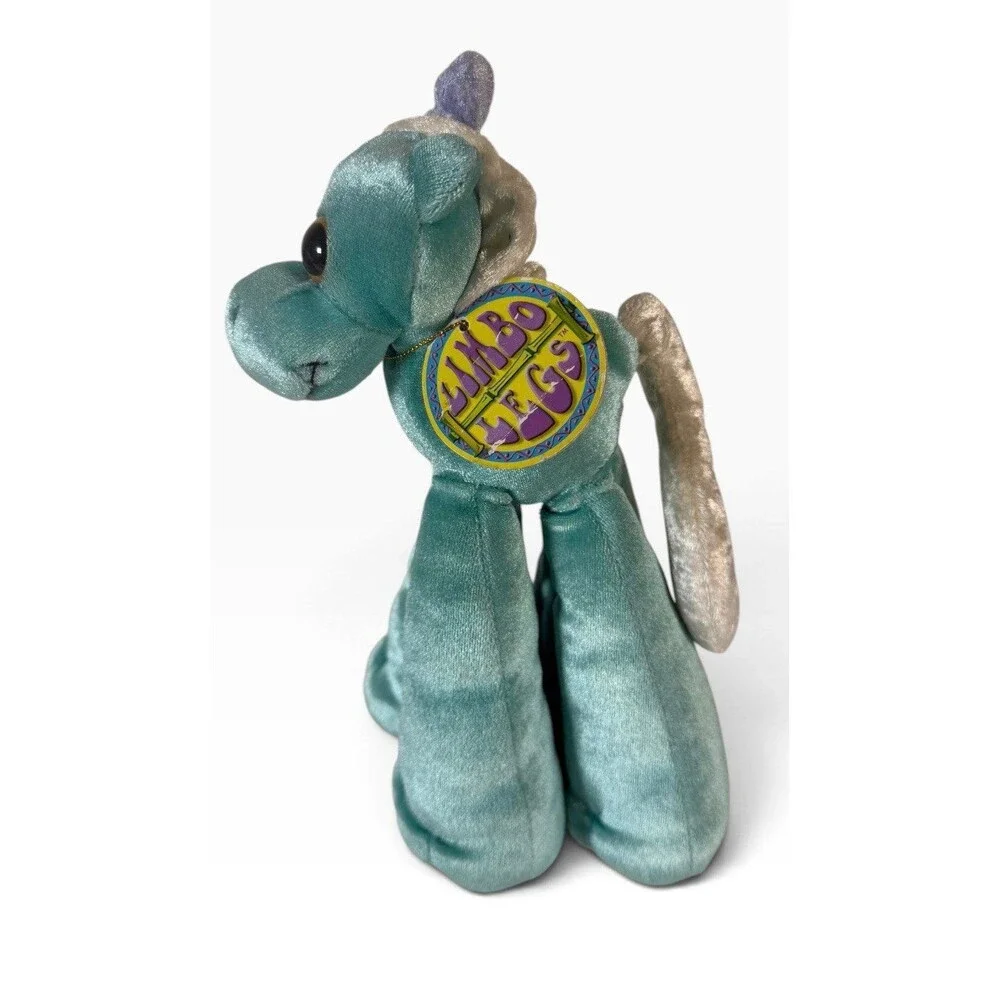 10.5 Inch JAKKS Pacific 2000 Limbo Legs Eunice the Unicorn Plush Blue Purple